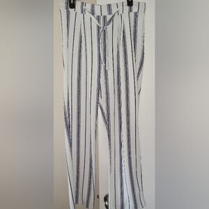 Women blue and white stripe dress pants